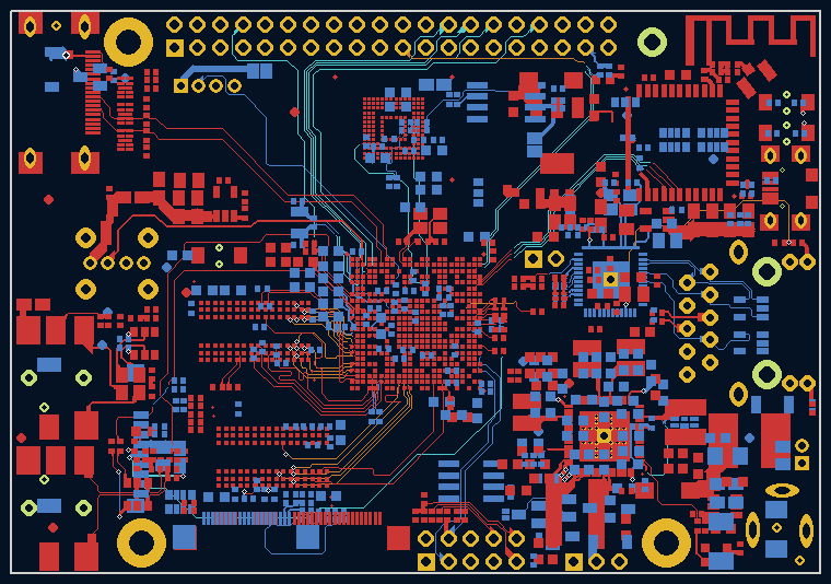 A six-layer board appearing net by net, ten frames
